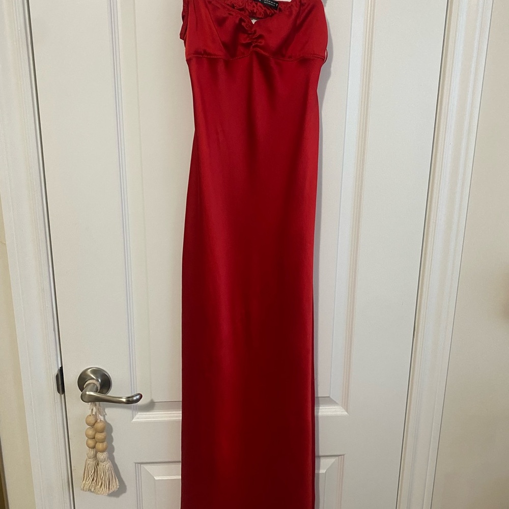 Zara Red Spaghetti Strap Maxi Gown